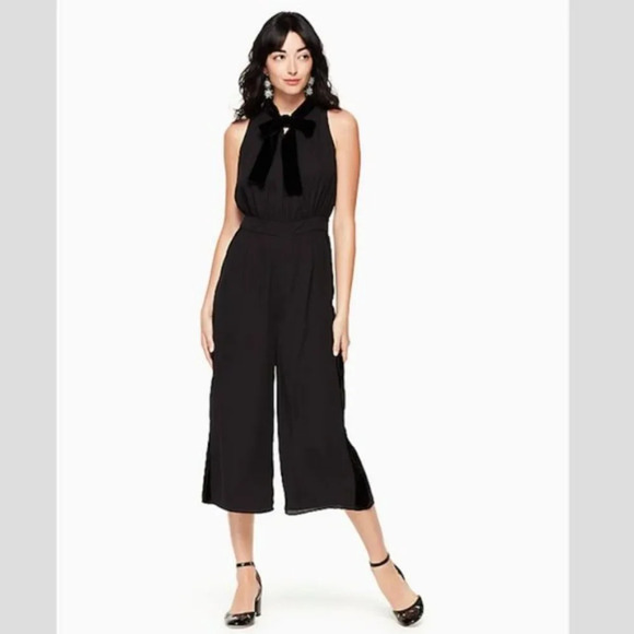 KATE SPADE Mix Velvet Black Jumpsuit NWT Size 8